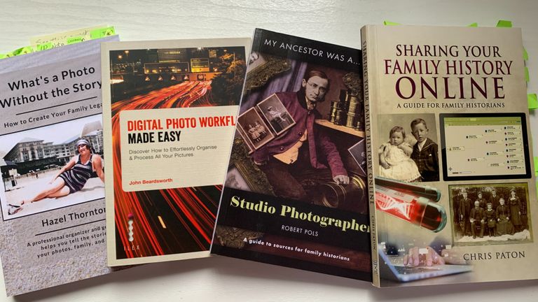 4 books about telling photo stories, digital workflow, studio photographers, and sharing family history online