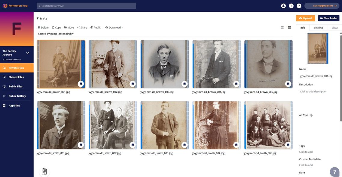 A screenshot of a Permanent.org digital photo archive