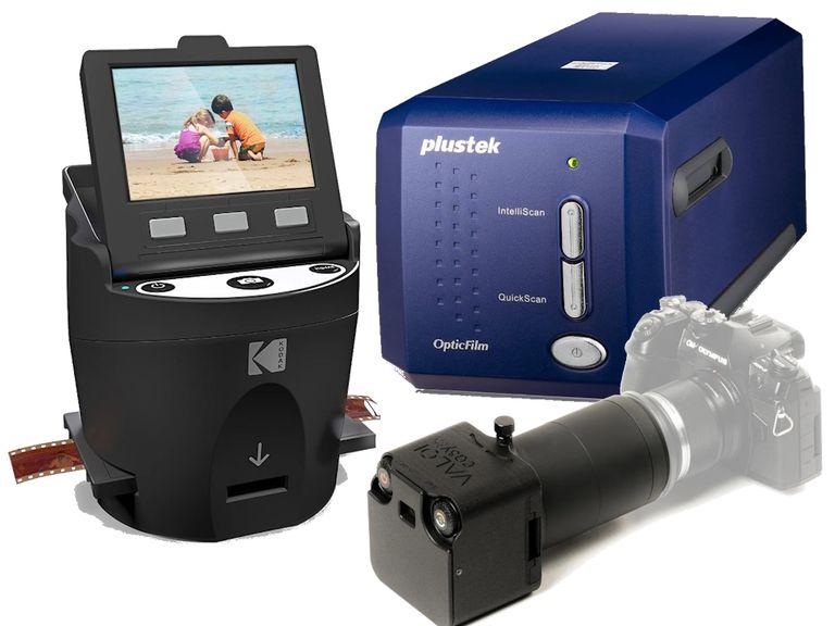 Kodak Scanza and Plustek digitisers. A gadget that fits on a camera for digitising slides