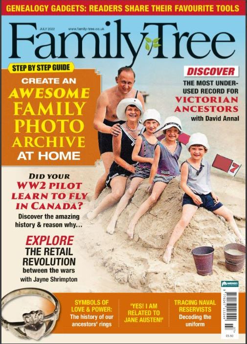 Front cover of July 2022 Family Tree magazine