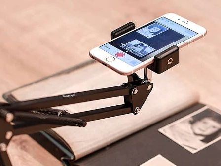 A mobile phone in a holder