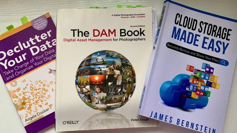 3 books called Declutter your data, The DAM book and Cloud storage made easy